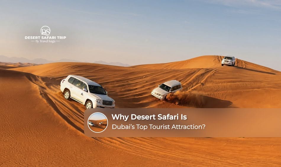 Tourists enjoying dune bashing and traditional experiences during a Dubai desert adventure.