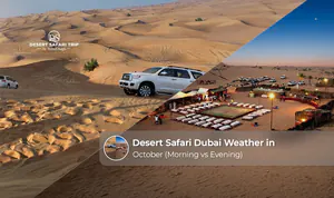 Travellers enjoying a desert safari across Dubai’s golden dunes during the warm October weather.