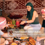 Halal desert safari in Dubai featuring halal food, prayer facilities and alcohol-free desert camps
